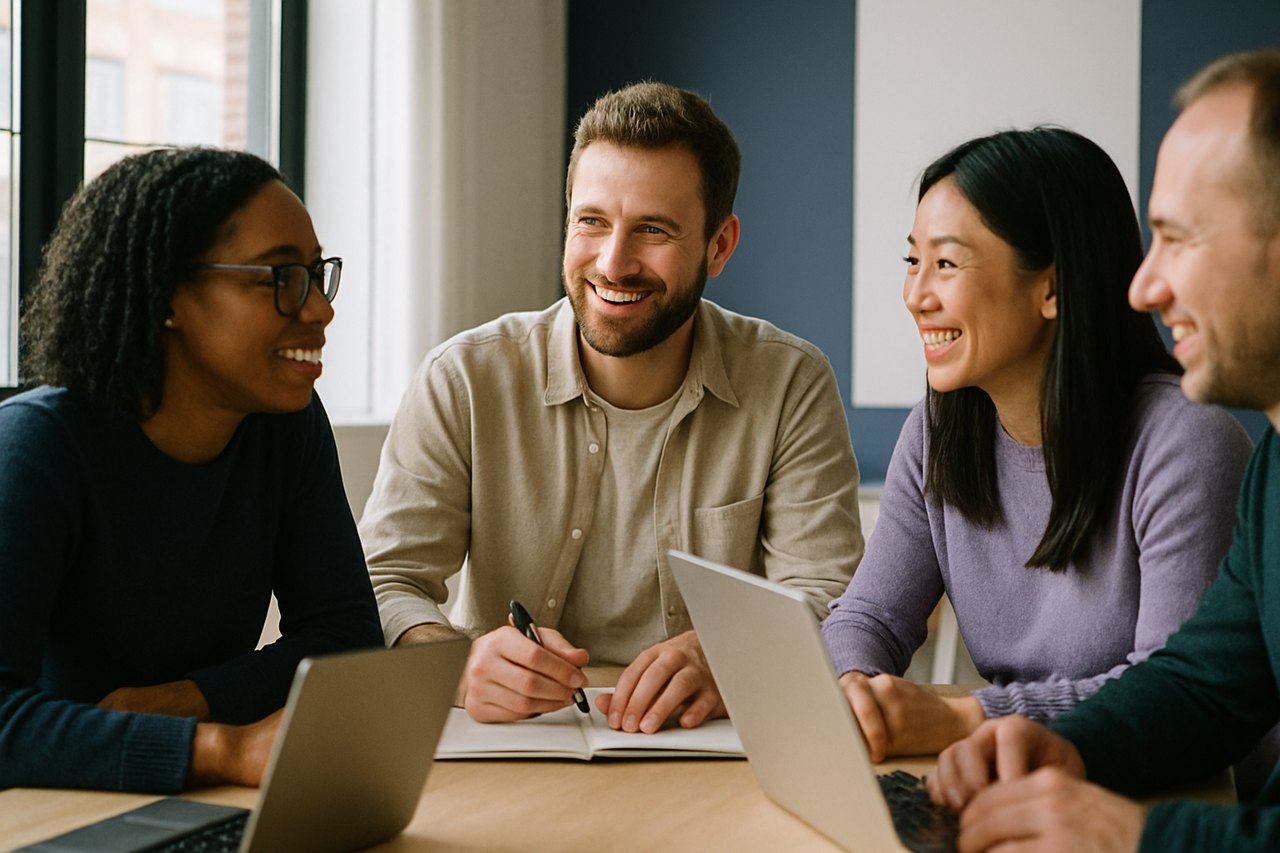 The Nulliti team collaborating around a table in a modern office