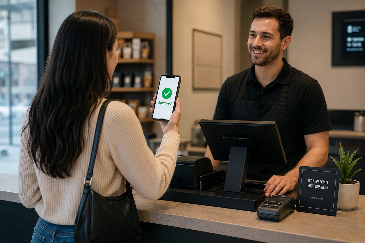 A checkout completing after a biometric confirmation